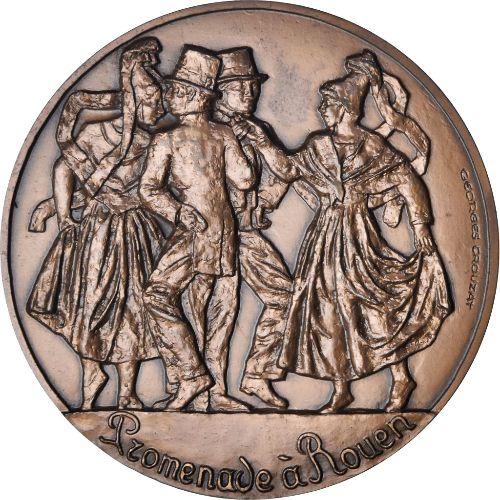 Francia, medaglia, Promenade à Rouen, 1987, Crouzat, SPL, Bronzo