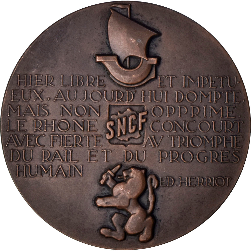Francja, medal, S.N.C.F, Electrification Paris-Lyon, Kolej, 1952, Marcel Renard