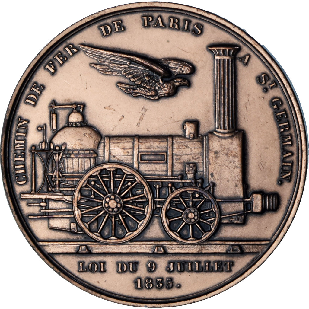 France, Medal, Chemin de Fer de Paris à Saint Germain, Railway, 1835, Barre