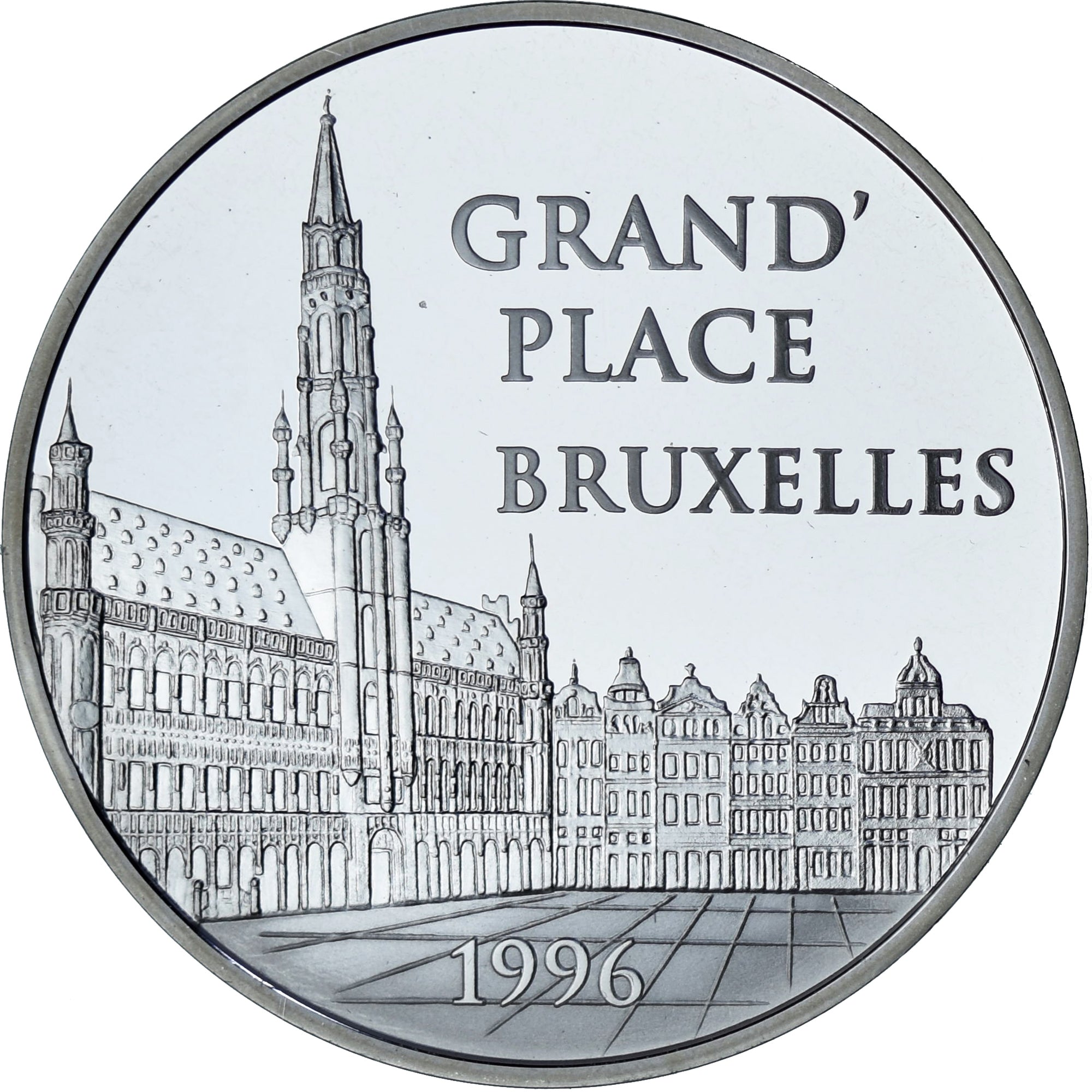 Munten, Frankrijk, Grand'Place de Bruxelles, 100 Francs-15 Euro, 1996, BE, FDC