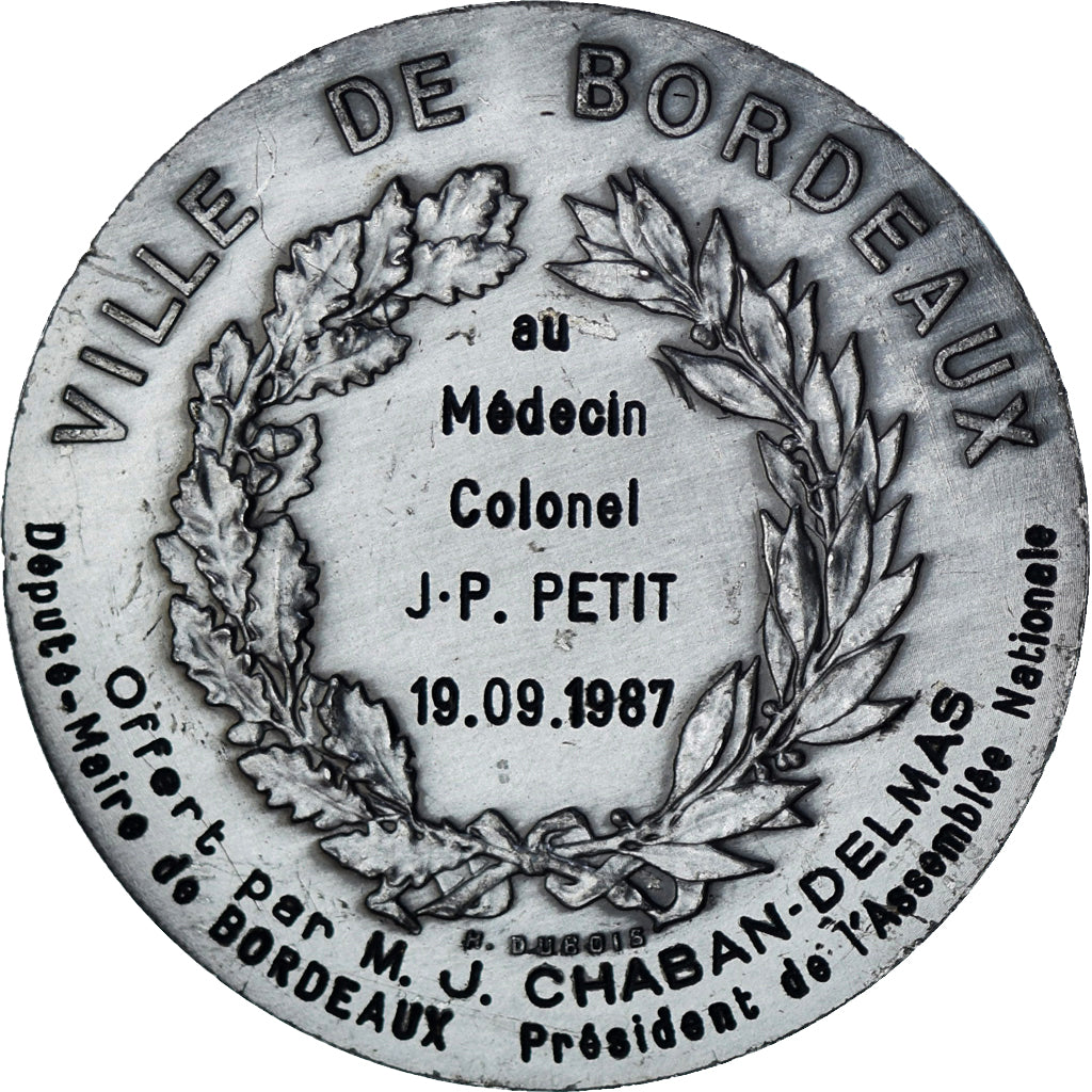 Frankreich, Medaille, Ville de Bordeaux, Jacques Chaban-Delmas, 1987, Dupuis.D