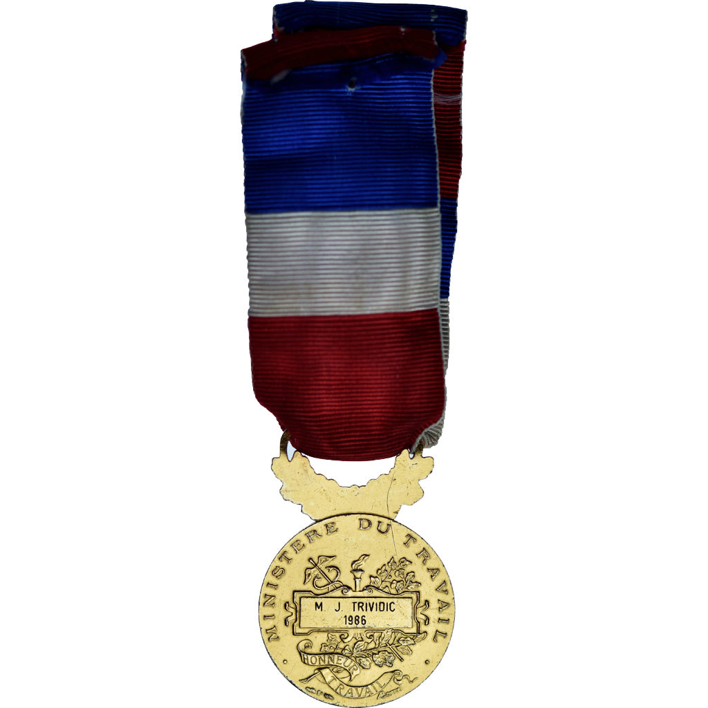 Francia, Médaille d'honneur du travail, medalla, 1986, Muy buen estado, Borrel
