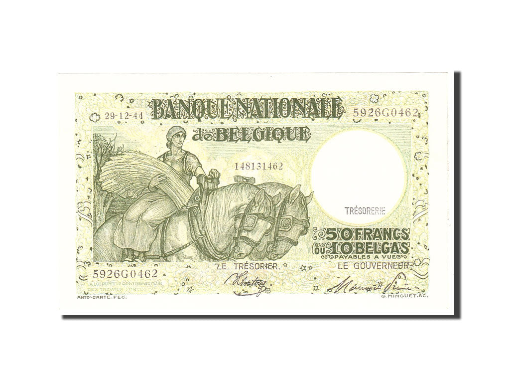 Belgium, 50 Francs-10 Belgas, 1944, KM:106, 1944-12-30, UNC(64)