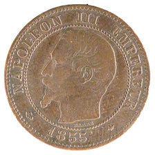 FRANCE, 2 Centimes, 1855, Strasbourg, VF(30-35), Bronze, Gadoury #103, 2.00
