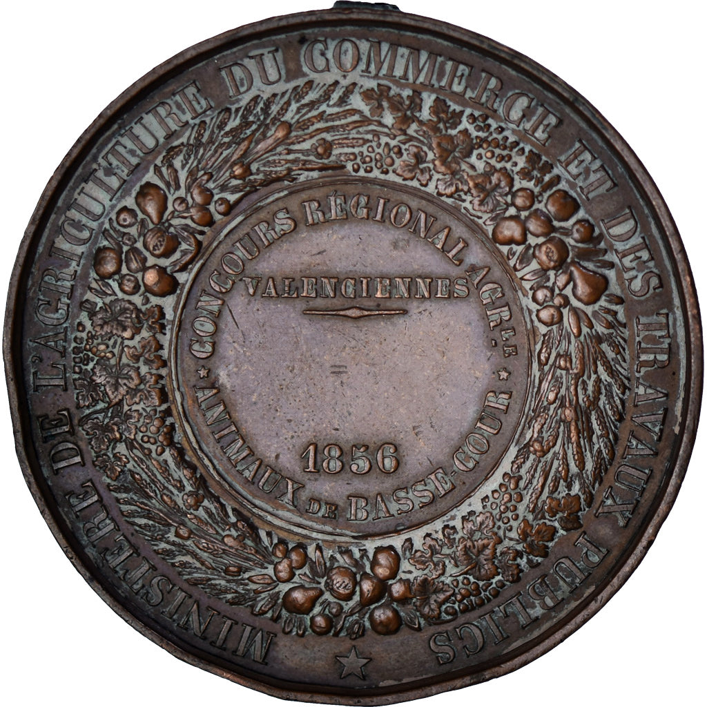 Francia, medalla, Napoléon III, Concours Agricole de Valenciennes, 1856
