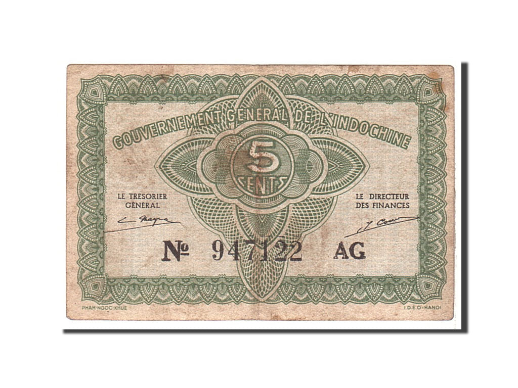FRENCH INDO-CHINA, 5 Cents, 1942, Undated, KM:88a, VF(30-35)