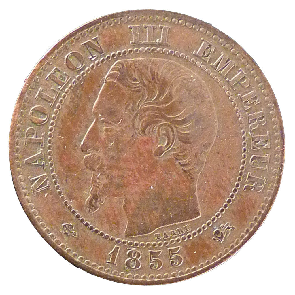 Francia, Napoleon III, Napoléon III, 2 Centimes, 1855, Lyon, BB, Bronzo, Gad...