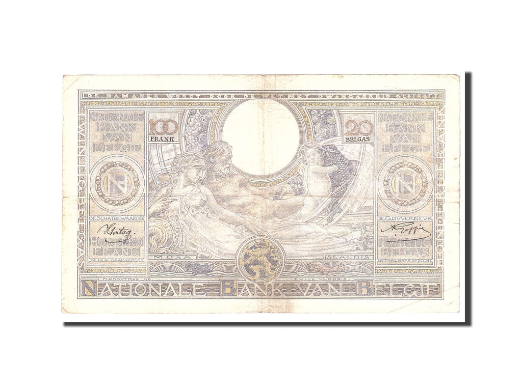 Banknote, Belgium, 100 Francs-20 Belgas, 1942, 1942-12-31, KM:107, VF(30-35)