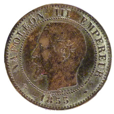 FRANCE, Napoléon III, 2 Centimes, 1855, Marseille, KM #776.6, VF(20-25), Bronze,