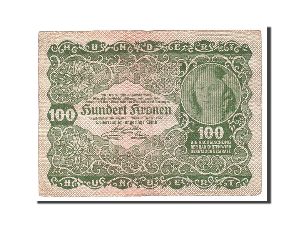 Banknote, Austria, 100 Kronen, 1922, 1922-01-02, KM:77, VF(30-35)