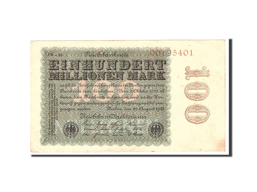 Banknote, Germany, 100 Millionen Mark, 1923, 1923-08-22, KM:107d, AU(55-58)