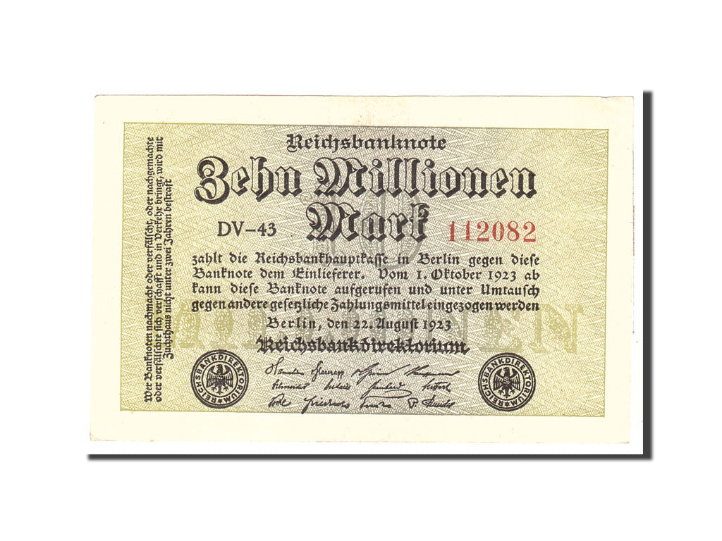 Billet, Allemagne, 10 Millionen Mark, 1923, 1923-08-22, KM:106a, TTB+