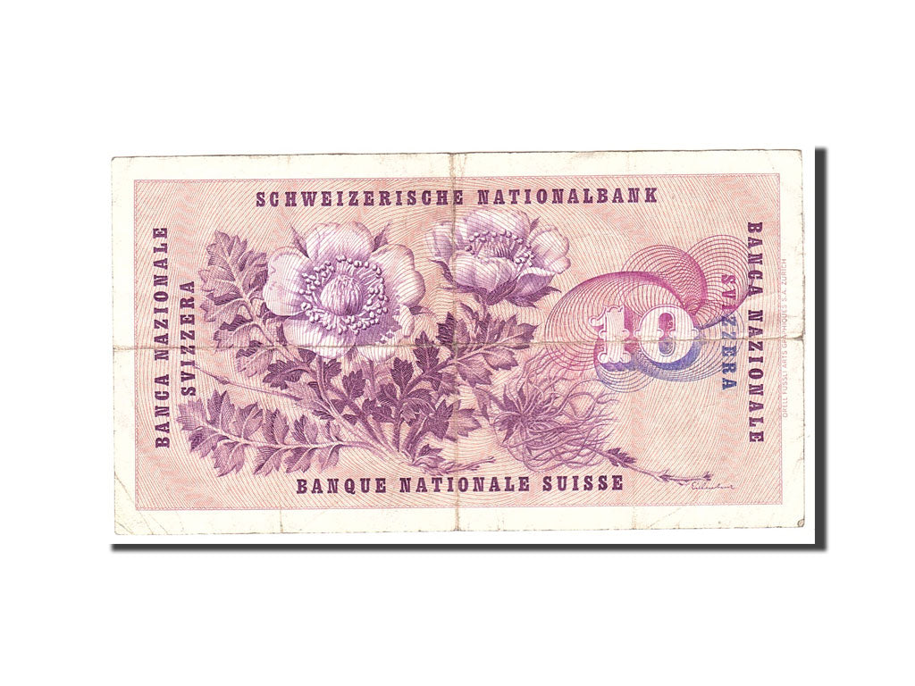 Banconote, Svizzera, 10 Franken, 1961, KM:45g, 1961-10-26, MB