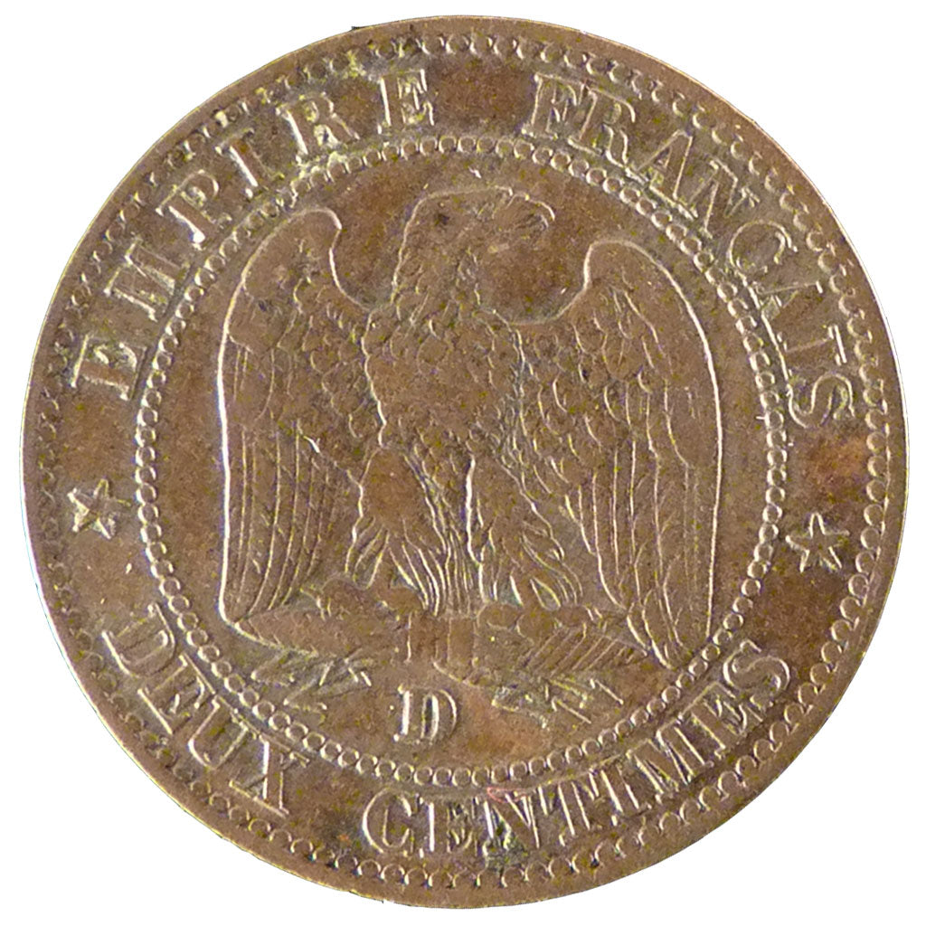 Francia, 2 Centimes, 1857, Lyons, BB, Bronzo, Gadoury:103