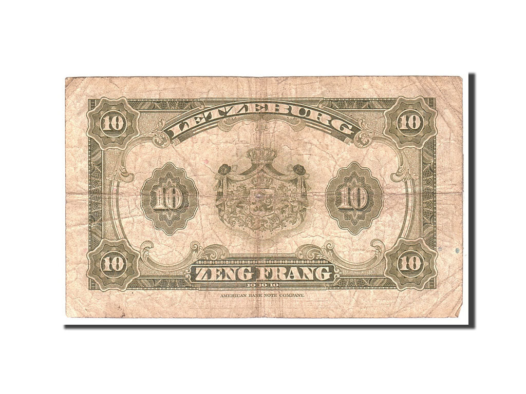 Luxembourg, 10 Francs, 1944, KM:44a, Undated, VG(8-10)