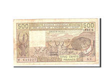 West African States, 500 Francs, 1981, KM:806Tb, Undated, VF(20-25)