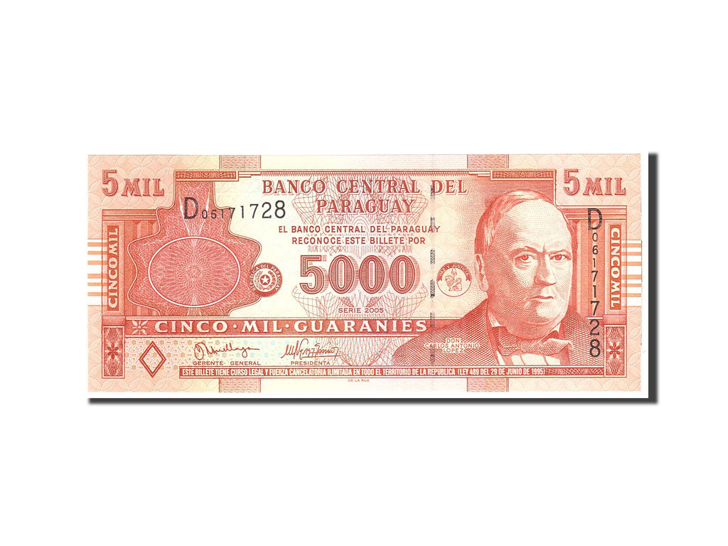 Banknote, Paraguay, 5000 Guaranies, 2005, Undated, KM:223a, UNC(65-70)