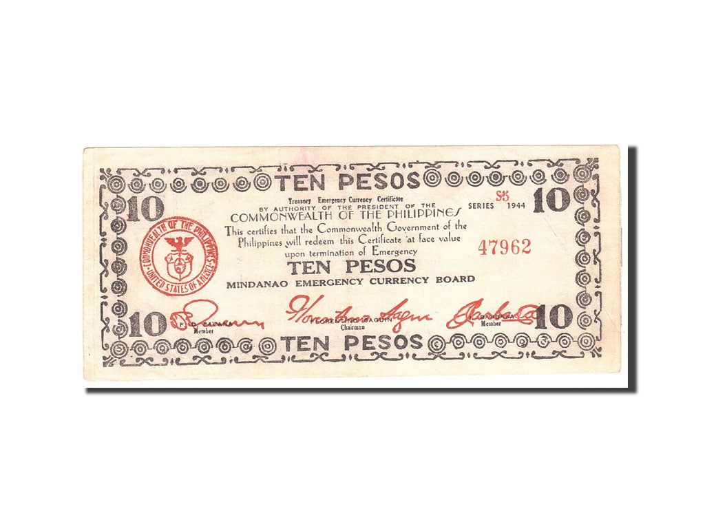 Philippines, 10 Pesos, 1944, Undated, KM:S518a, AU(55-58)