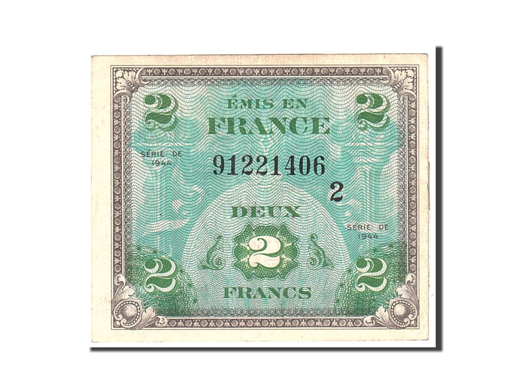 France, 2 Francs, 1944, KM:114a, Undated, EF(40-45)