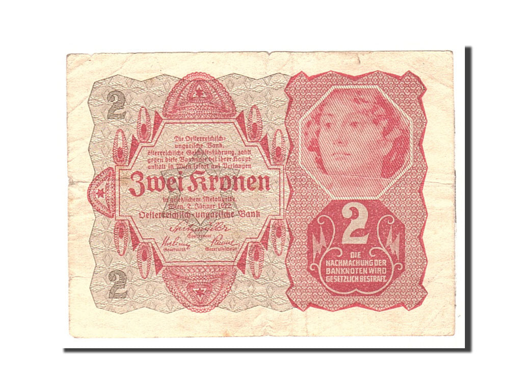 Banknot, Austria, 2 Kronen, 1922, 1922-01-02, KM:74, VF(20-25)