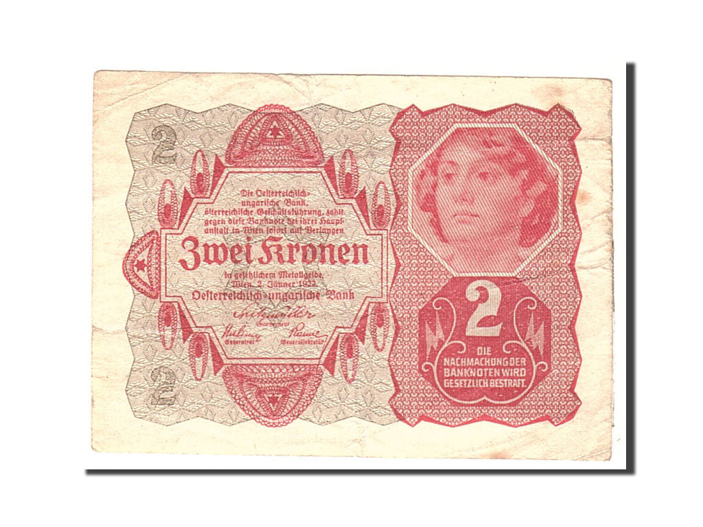 Austria, 2 Kronen, 1922, 1922-01-02, KM:74, VF(20-25)