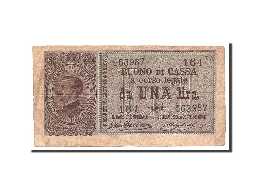 Italie, 1 Lira, 1914, KM:36a, Undated, TB