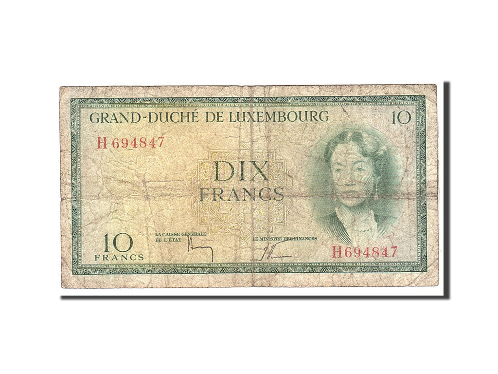 Banknote, Luxembourg, 10 Francs, 1954, Undated, KM:48a, VG(8-10)
