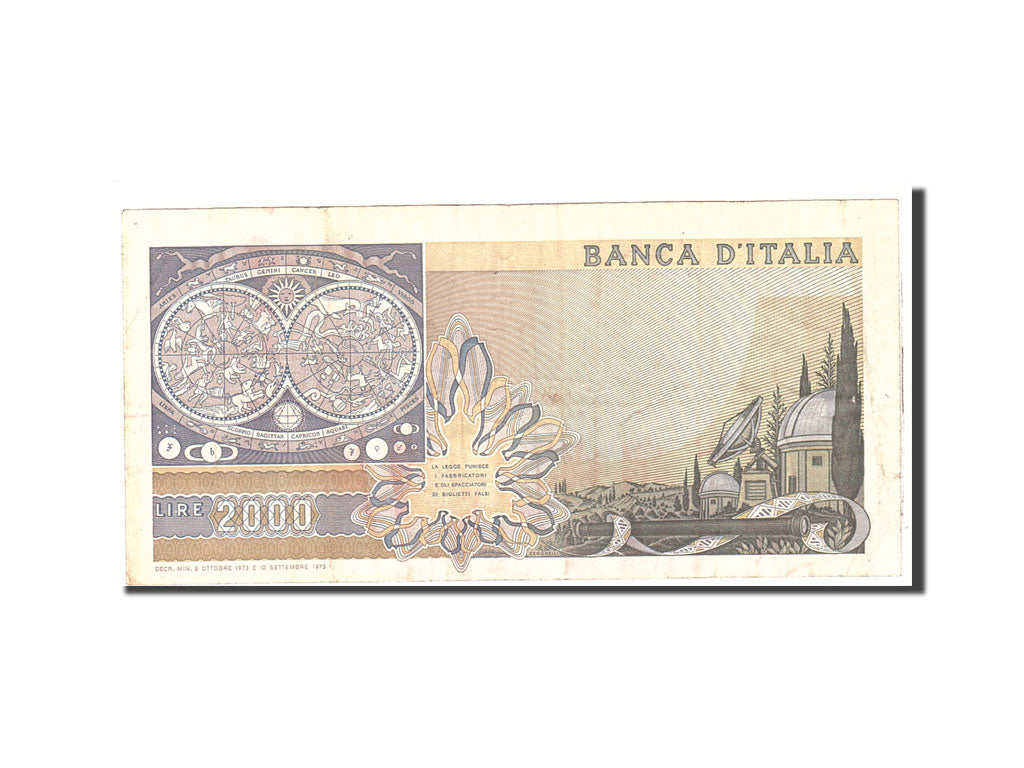 Banknote, Italy, 2000 Lire, 1973, 1973-10-08, KM:103a, EF(40-45)