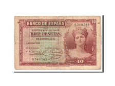 Spain, 10 Pesetas, 1935, KM:86a, Undated, VG(8-10)