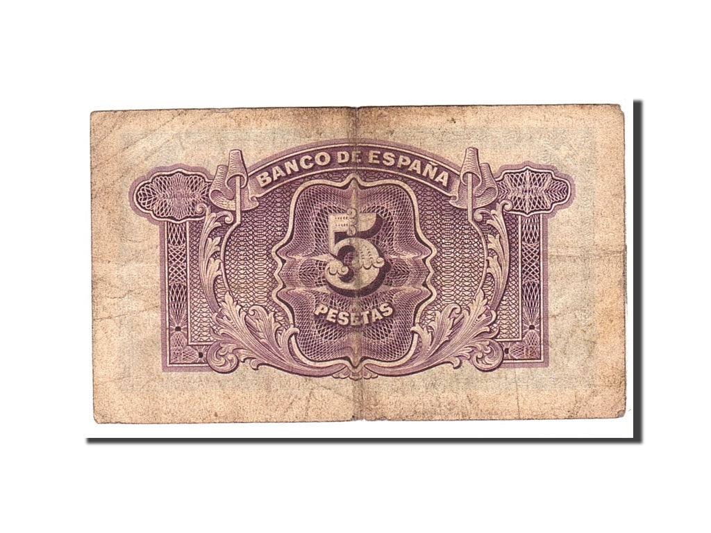 Banknote, Spain, 5 Pesetas, 1935, Undated, KM:85a, VG(8-10)