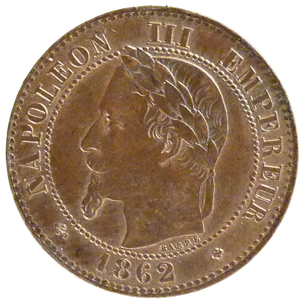 FRANCE, Napoléon III, 2 Centimes, 1862, Strasbourg, KM #796.5, EF(40-45), Bronze