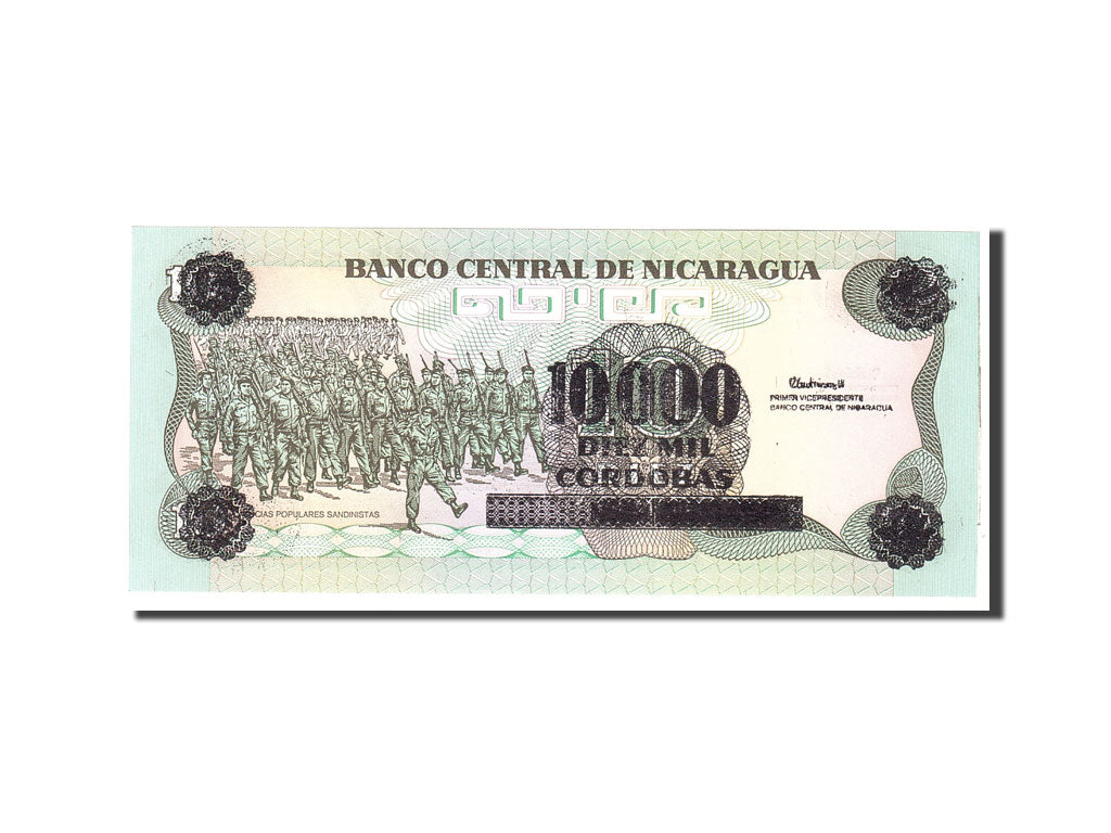 Banknote, Nicaragua, 10,000 Córdobas on 10 Córdobas, 1989, Undated, KM:158