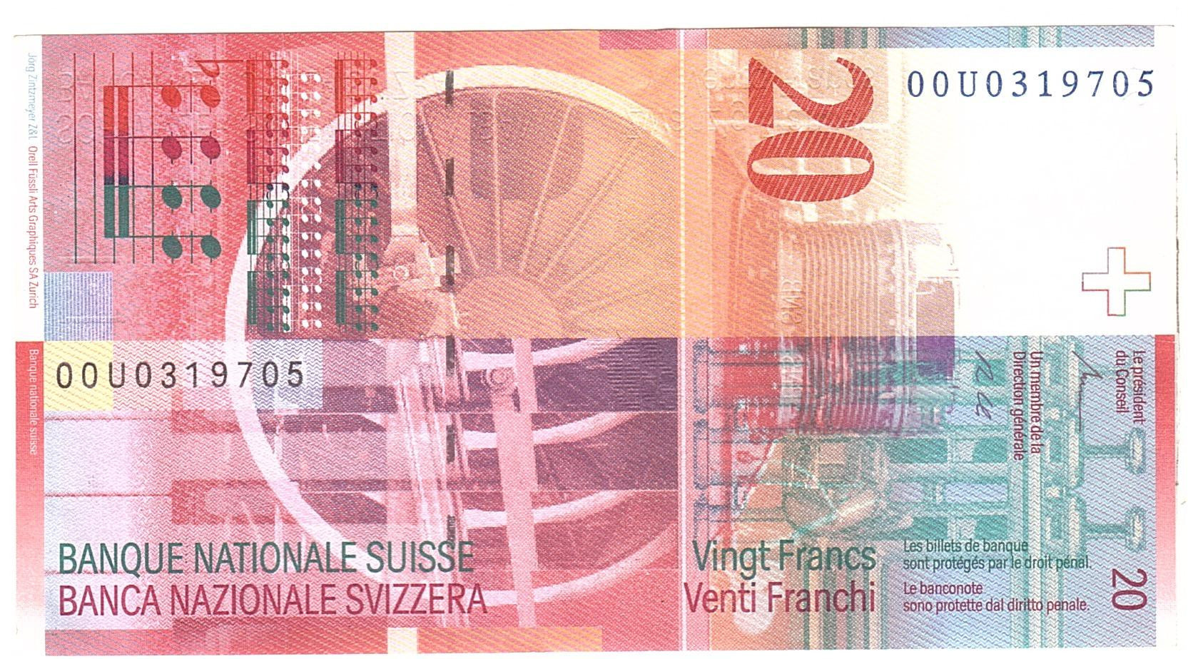 Banknote, Switzerland, 20 Franken, 2005, Undated, KM:69d, UNC(63)