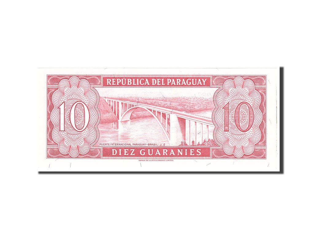 Banknote, Paraguay, 10 Guaranies, 1952, Undated, KM:196a, UNC(65-70)