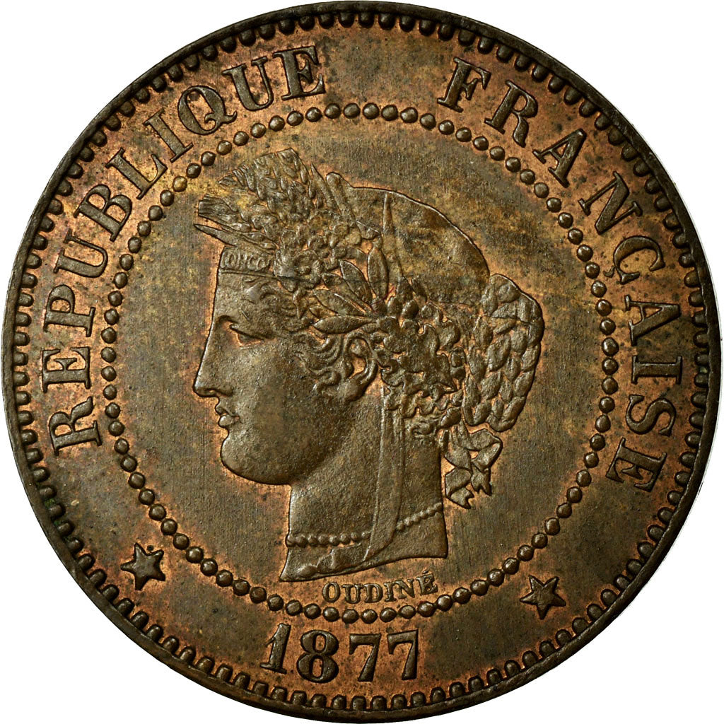 Coin, France, Cérès, 2 Centimes, 1877, Paris, AU(55-58), Bronze, Gadoury:105