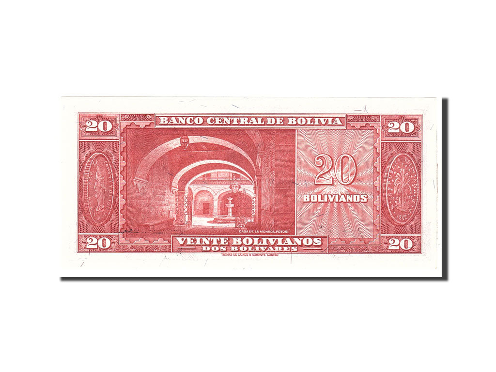 Banknote, Bolivia, 20 Bolivianos, 1945, Undated, KM:140a, UNC(65-70)