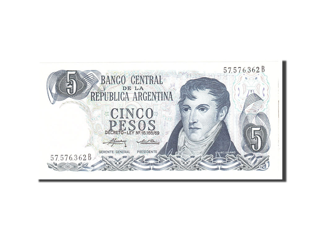 Banknote, Argentina, 5 Pesos, 1974, Undated, KM:294, UNC(65-70)