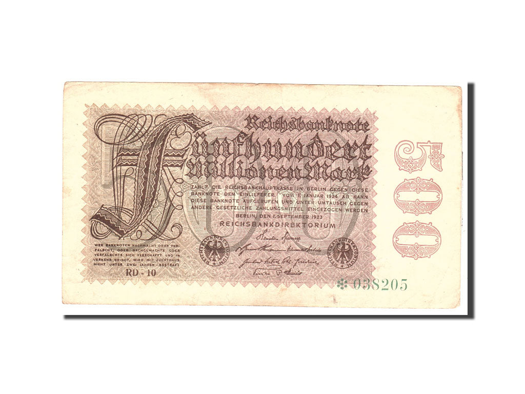 Banknote, Germany, 500 Millionen Mark, 1923, 1923-09-01, KM:110d, EF(40-45)