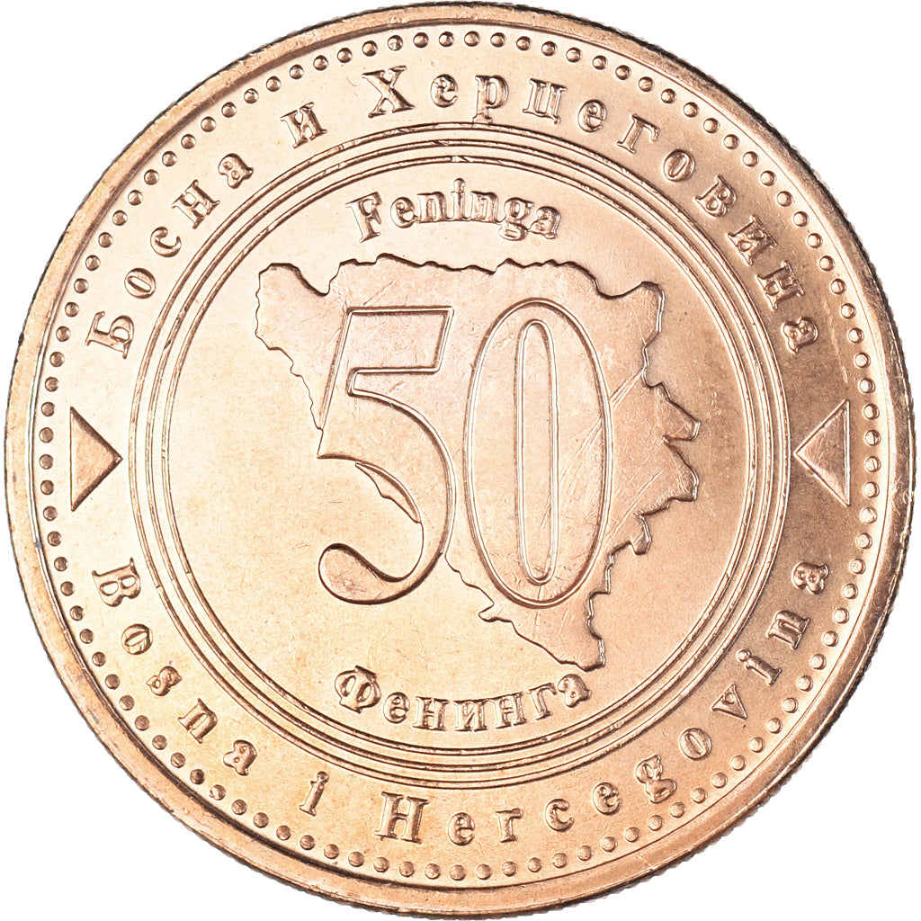 Coin, Bosnia - Herzegovina, 50 Feninga, 2007, MS(60-62), Copper Plated Steel