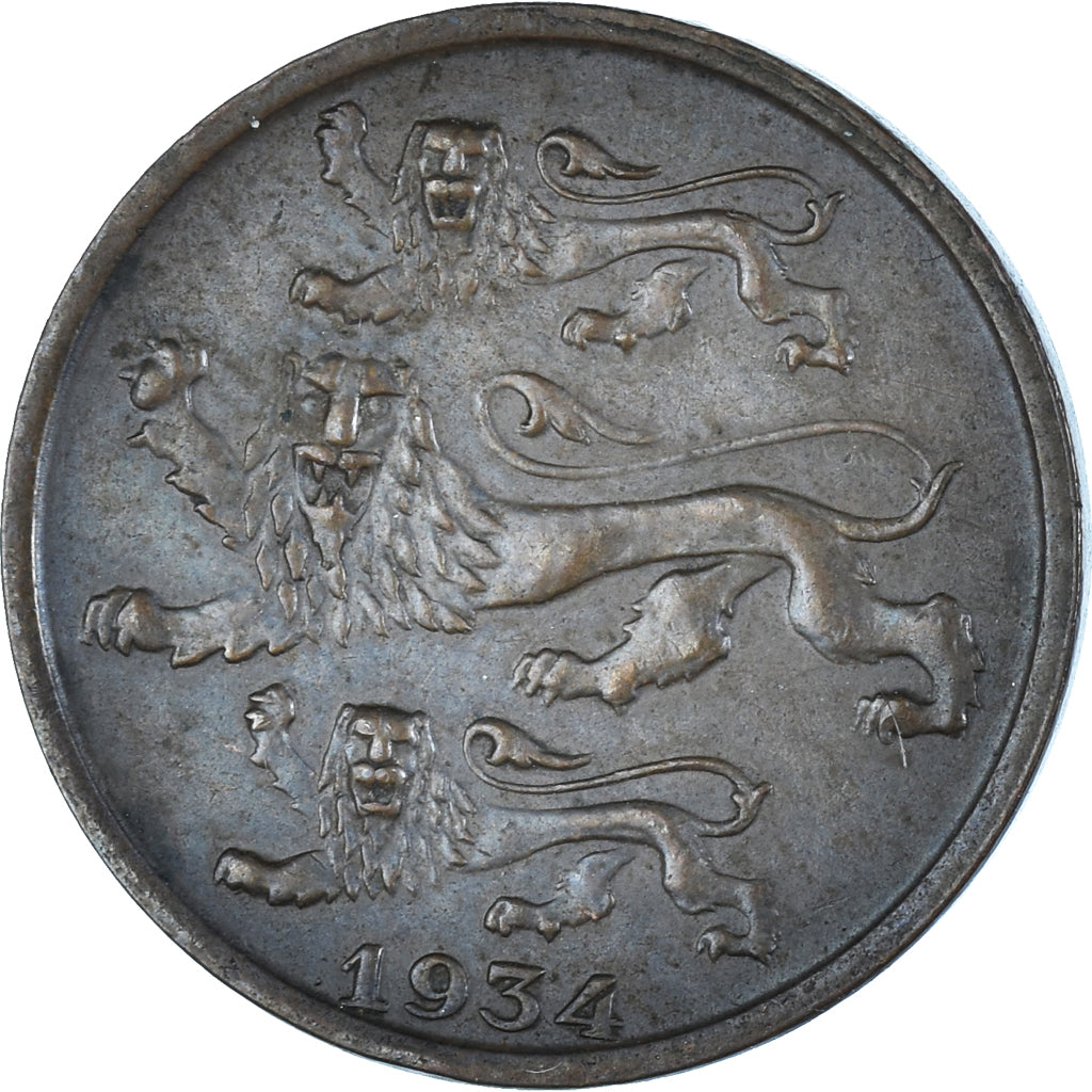 Coin, Estonia, 2 Senti, 1934, EF(40-45), Bronze, KM:15