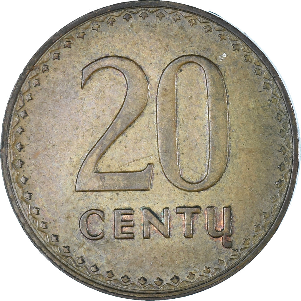 Moneda, Lituania, 20 Centu, 1991, MBC, Bronce, KM:89