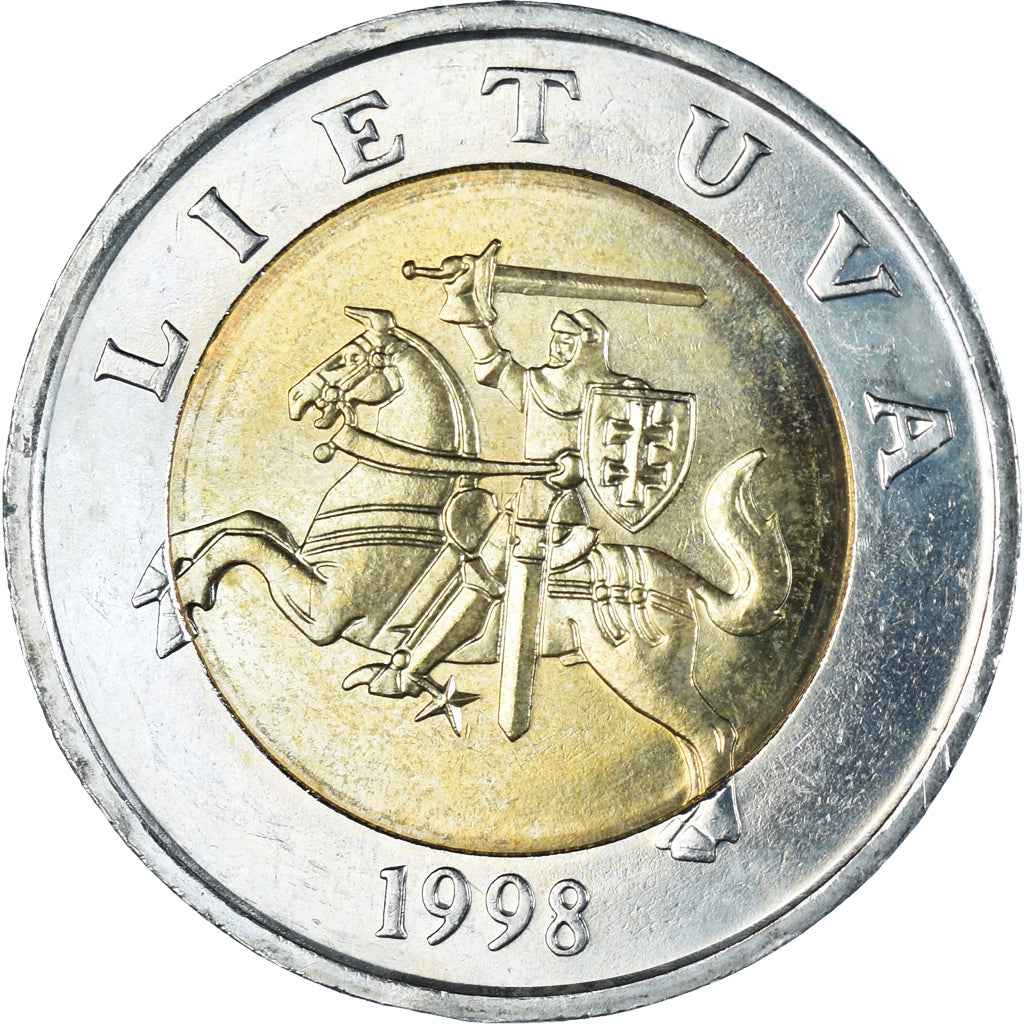 Coin, Lithuania, 5 Litai, 1998, AU(55-58), Bi-Metallic, KM:113