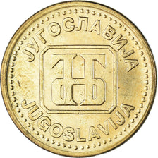 Coin, Yugoslavia, 2 Dinara, 1992, AU(55-58), Brass, KM:150
