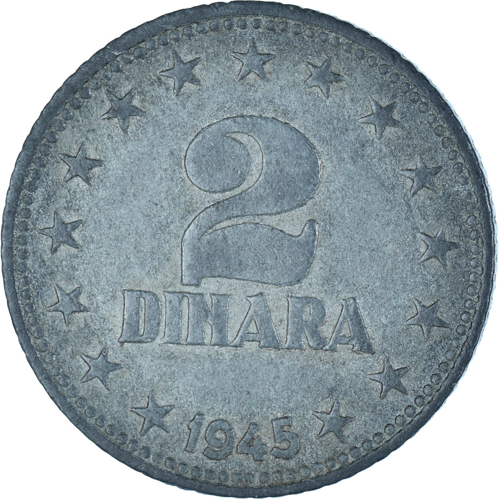 Coin, Yugoslavia, 2 Dinara, 1945, AU(50-53), Zinc, KM:27
