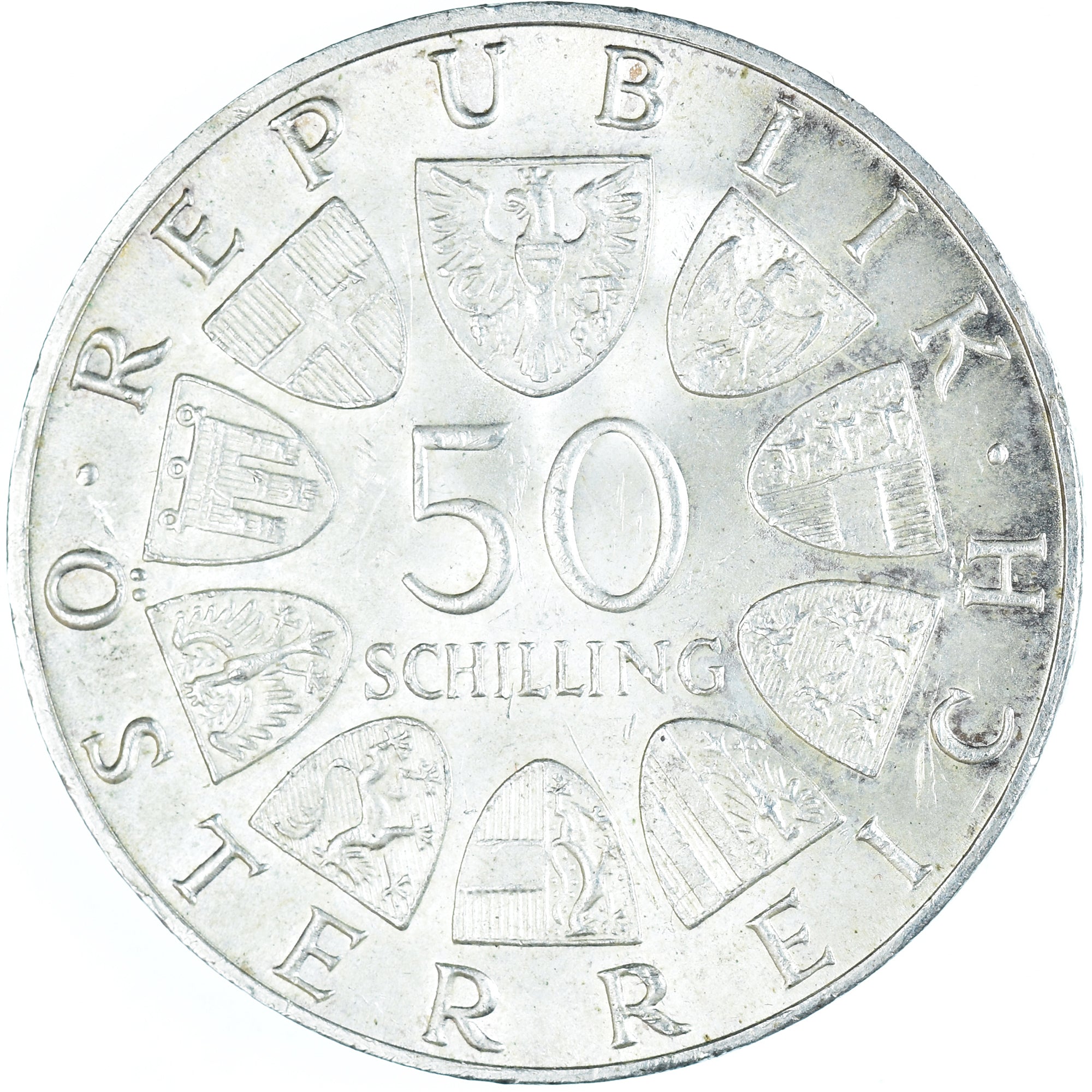 Coin, Austria, 50 Schilling, 1968, MS(60-62), Silver, KM:2904.1