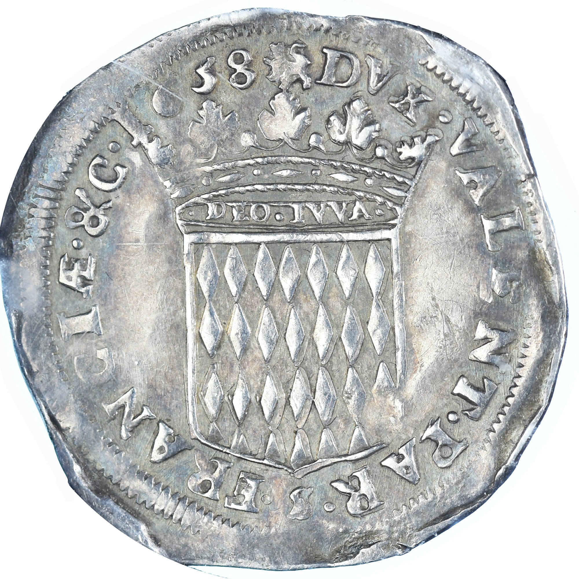 Coin, Monaco, 10 Sols, 1/6 Ecu, 1658, EF(40-45), Silver, KM:30