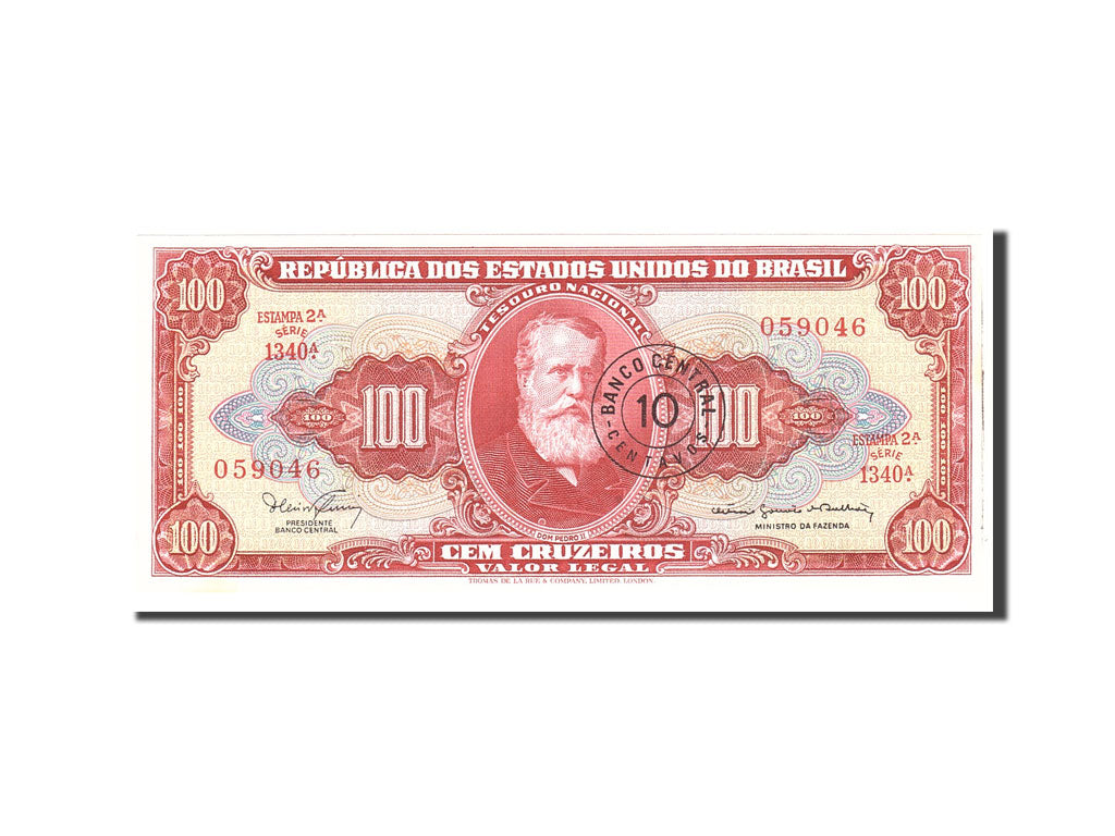 Banconote, Brasile, 10 Centavos on 100 Cruzeiros, 1966, KM:185b, Undated, FDS