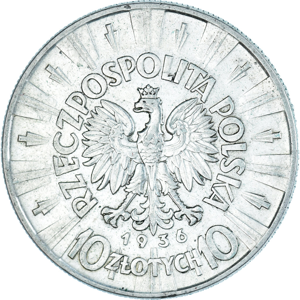 Coin, Poland, 10 Zlotych, 1936, Warsaw, AU(50-53), Silver, KM:29