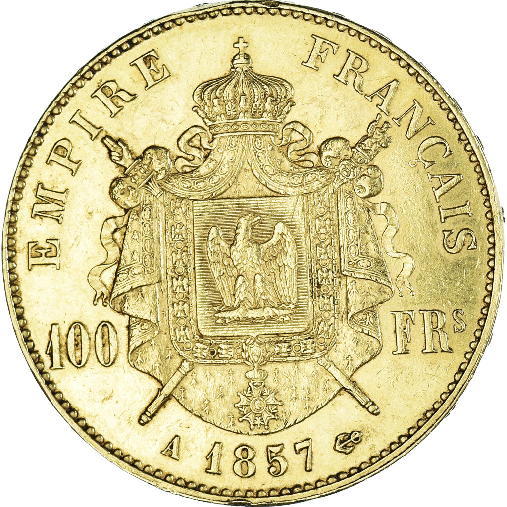 Moneda, Francia, Napoleon III, 100 Francs, 1857, Paris, MBC, Oro, KM:786.1