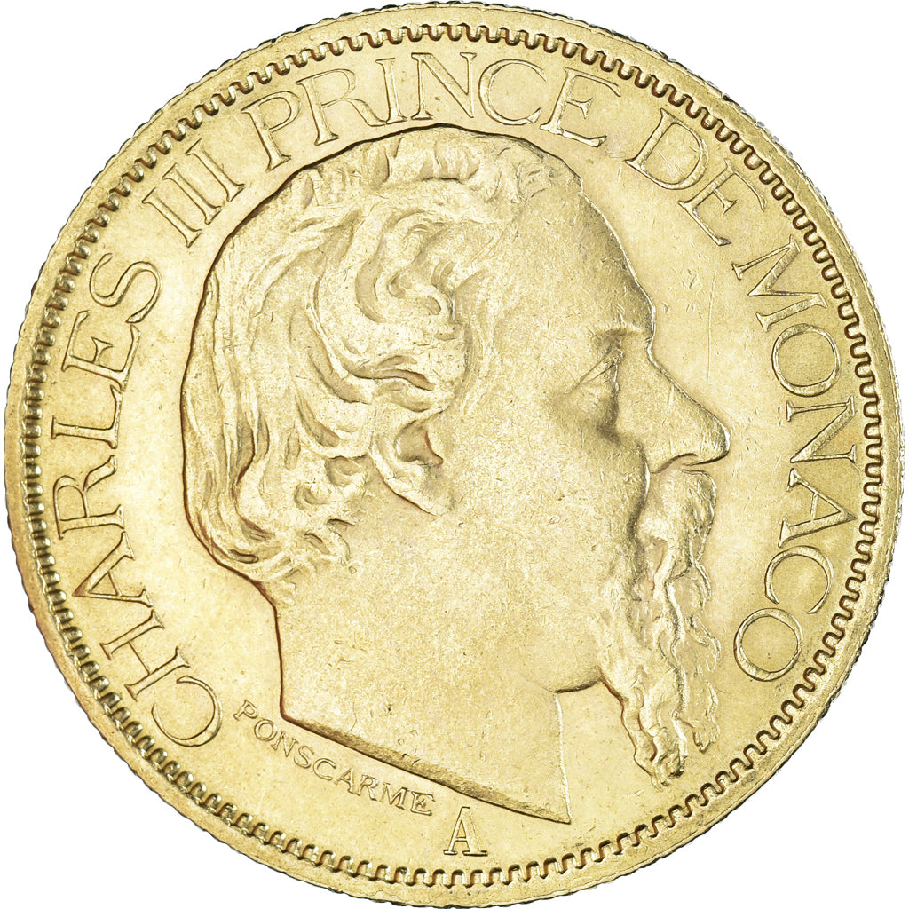 Coin, Monaco, Charles III, 100 Francs, Cent, 1886, Paris, AU(55-58), Gold, KM:99